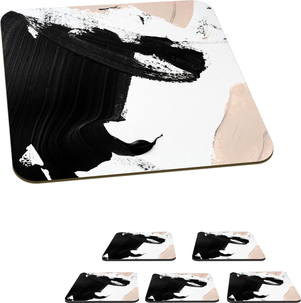 Onderzetters voor glazen - Verf - Design - Abstract - 10x10 cm - Glasonderzetters - 6 stuks