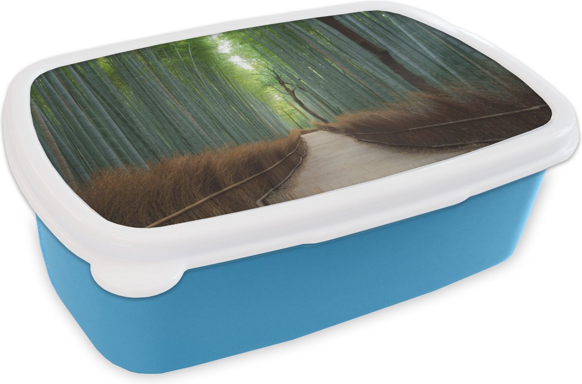 Broodtrommel Blauw - Lunchbox - Brooddoos - Bamboe - Pad - Bos - 18x12x6 cm - Kinderen - Jongen