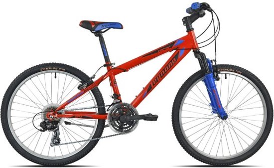 Vélo pour homme à 21 vitesses - Vélo de route - Vélo de ville 24 pouces - Taille de cadre 34 cm - Freins en V- Rouge/bleu