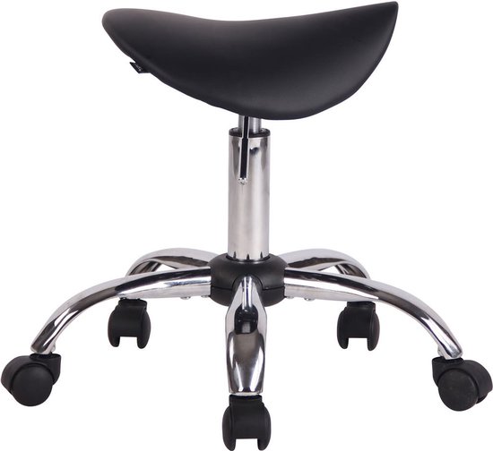 Luxe Werkkruk Beppe - Zwart - Op wielen - Bureaustoel - In hoogte verstelbaar 46 - 58 cm - kunstleer