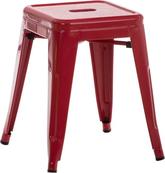 Tabouret de Luxe en métal - Empilable - Tabouret - Tabouret rouge - Hauteur d'assise 46cm
