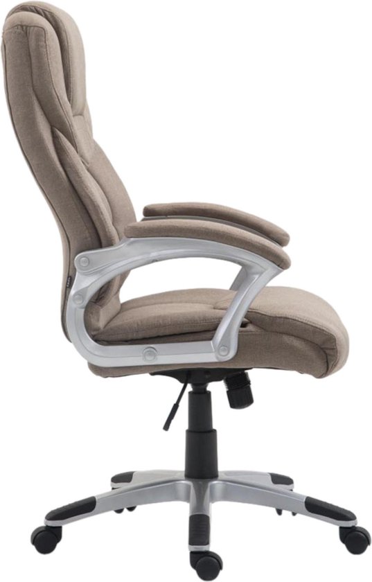 Chaise de bureau de Luxe Gianpaolo XL - tissu - Marron clair - Sur roulettes - Chaise de bureau ergonomique - Pour adultes - Hauteur réglable