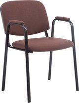 Bezoekersstoel - Eetkamerstoel - Gerolt - Bordeaux stof - zwart frame - comfortabel - modern design - set van 1 - Zithoogte 47 cm - Deluxe