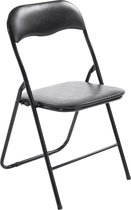 Chaise pliante Lara - chaise d'événement - chaise de fête - noir - cuir artificiel - métal - confortable - hauteur d'assise 43 cm - lot de 1 - léger