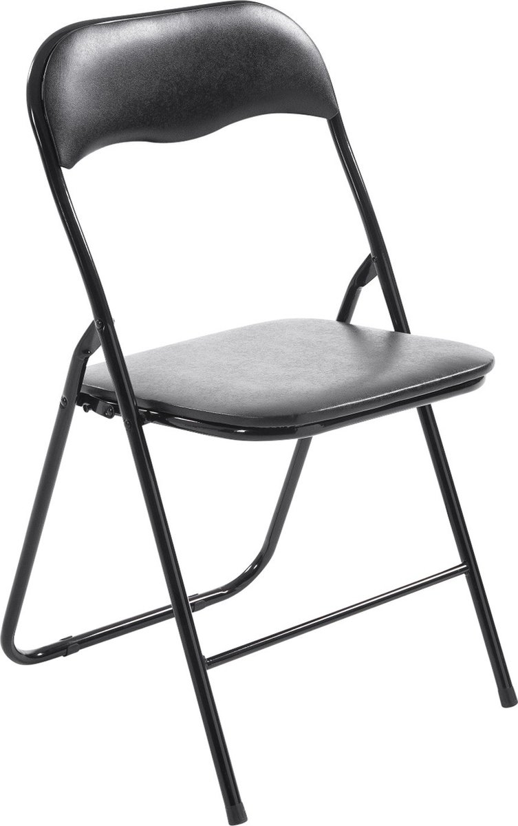 Lara klapstoel - eventstoel - partystoel - zwart - kunstleer - metaal - comfortabel - zithoogte 43 cm - set van 1 - lichtgewicht
