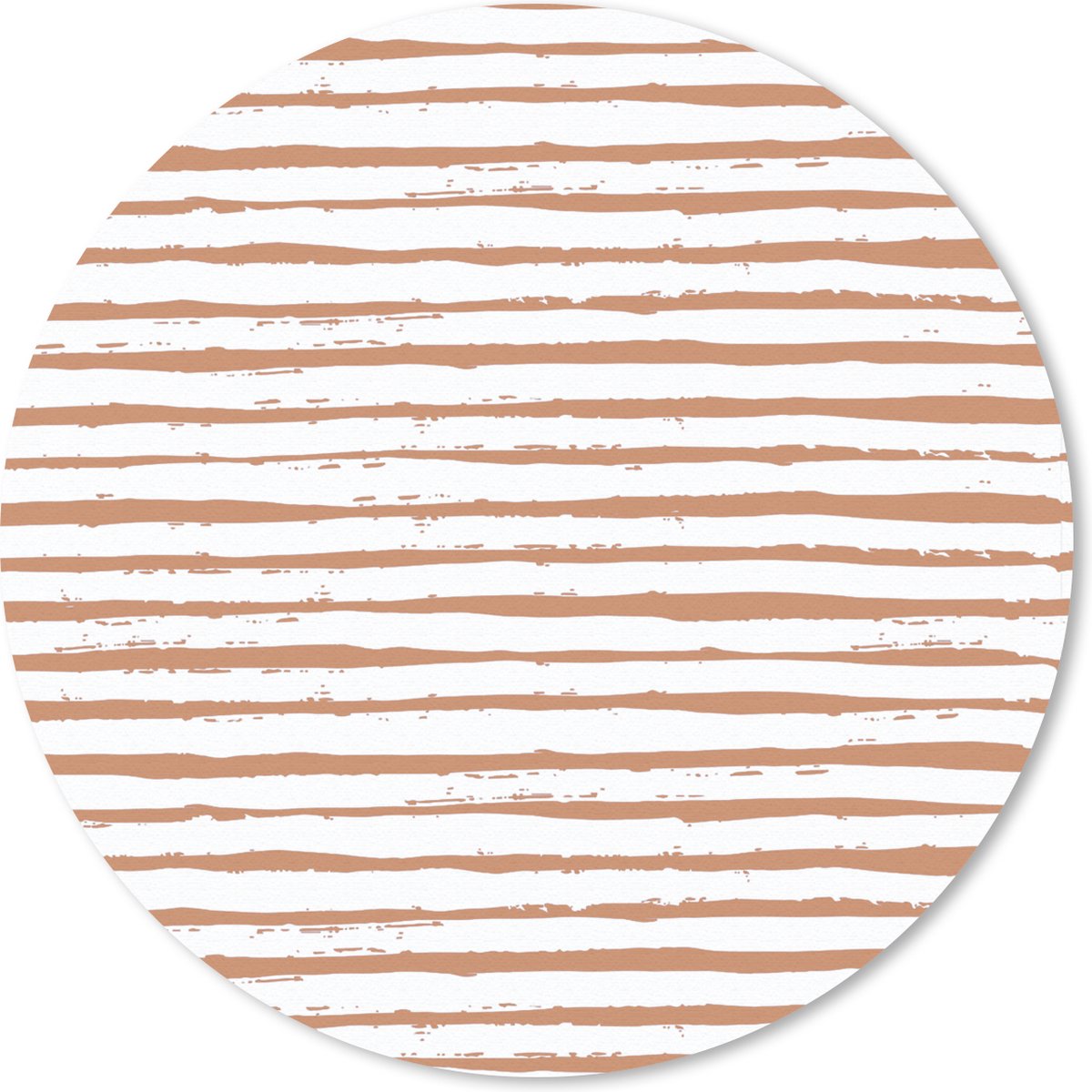 Muismat rond 20x20 cm - Mousepad Strepen - Wit - Bruin - Ronde muismatten