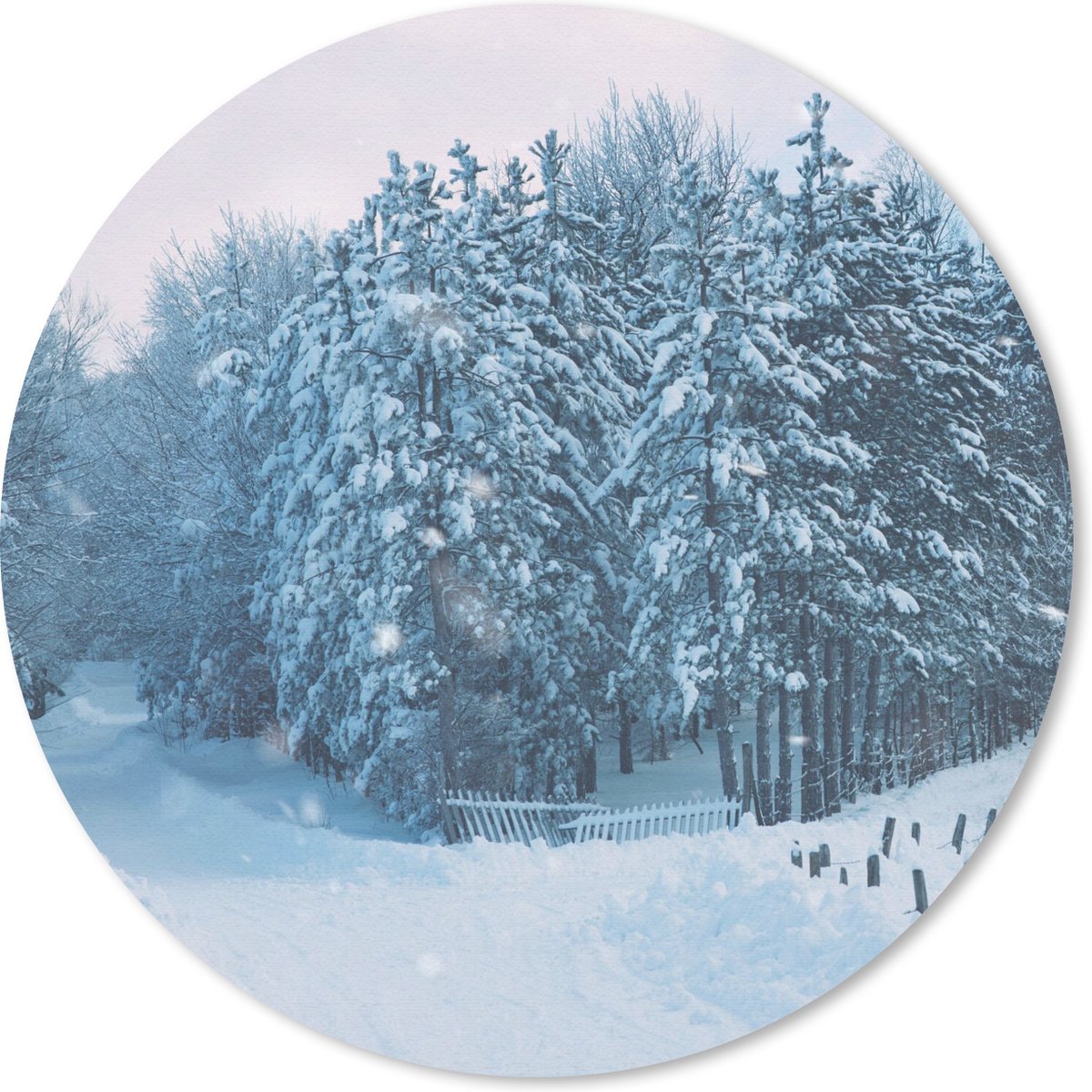 Muismat rond 40x40 cm - Mousepad Bos - Sneeuw - Winter - Ronde muismatten