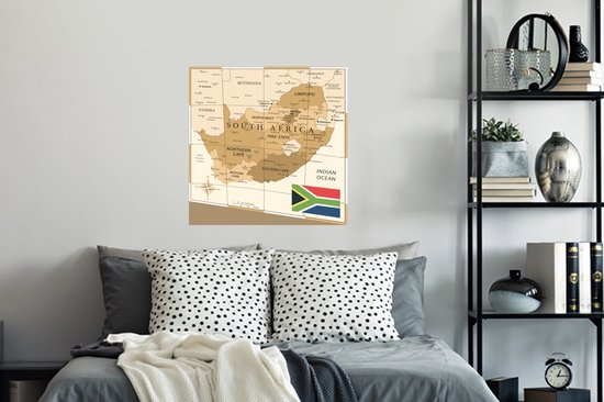 Sticker Muursticker illustration Afrique - Illustration de l'ancienne carte de l' Afrique - 80x80 cm - feuille autocollante - sticker mural repositionnable