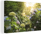 Canvas schilderij 150x100 cm - Wanddecoratie Hortensia tuin - Muurdecoratie woonkamer - Slaapkamer decoratie - Kamer accessoires - Schilderijen