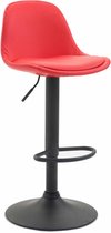 Barkruk Eulogia - Rood/Zwart - Modern Design - Set van 1 - Rugleuning - Voetensteun - Voor Keuken en Bar - Gestoffeerde Zitting - Imitatie Leder