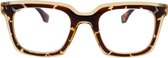 Noci Eyewear KCB027 leesbril Livia sterkte +1.50 Transparant beige - Tortoise - inclusief opbergpouch - Groot montuur