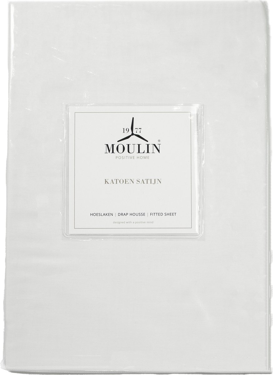 Moulin - Hoeslaken - Katoen - Satijn - 90 x 200cm - White - Hoek 40cm