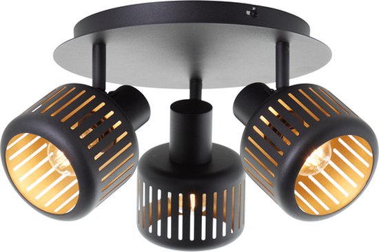 Brilliant lampe Tyas spot cocarde 3 lampes noir or plastique/métal noir 3x D45, E14, 28 W