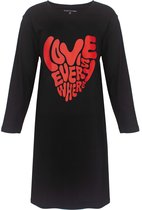 Temptation Dames Bigshirt - Love is everywhere Print - Zwart - Maat M