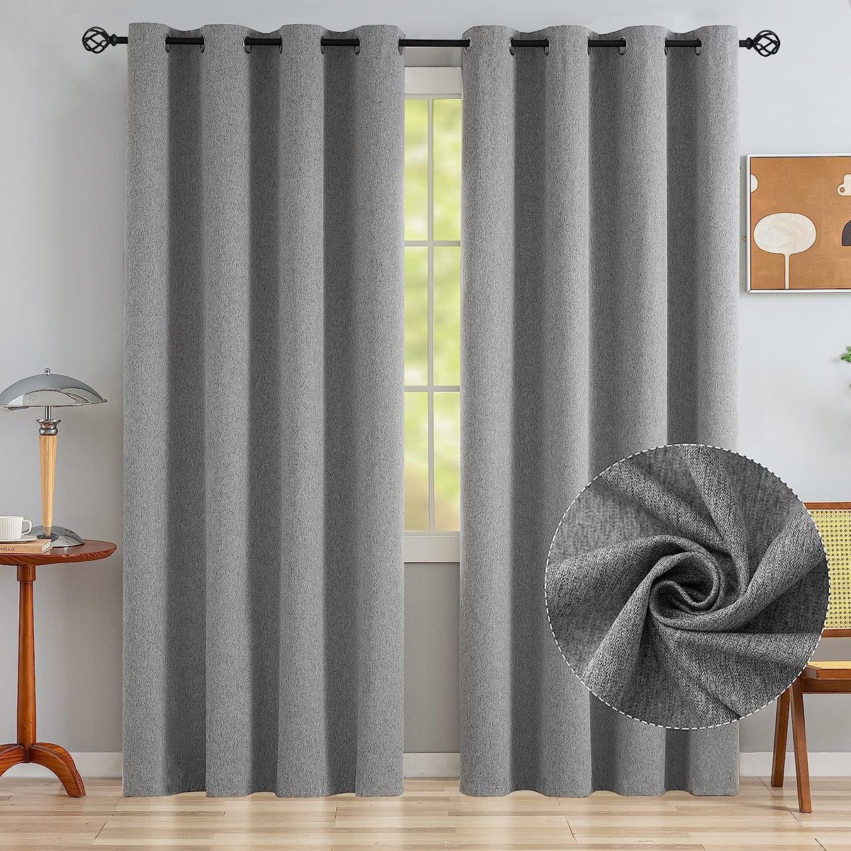 Rideaux Occultants Thermiques Lin 140x200 Cm X2 – Isolation Froid Chaleur Anti-UV Bruit CUCRAF