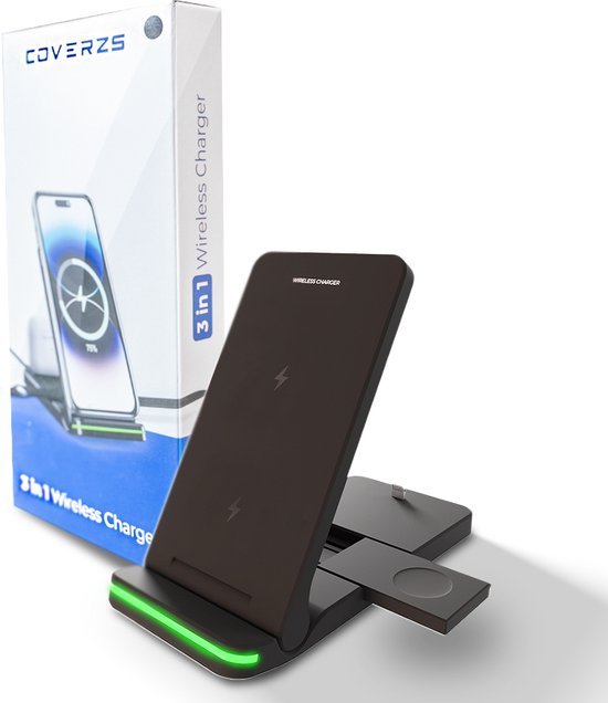 Choetech 3-in-1 Draadloze Oplader 15W Smartphone/Oortjes/Watch Wit