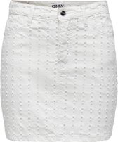 Only Rok Onlmaddie Hw White Punch Dnm Skirt Mae 15290467 Off White Denim Dames Maat - L