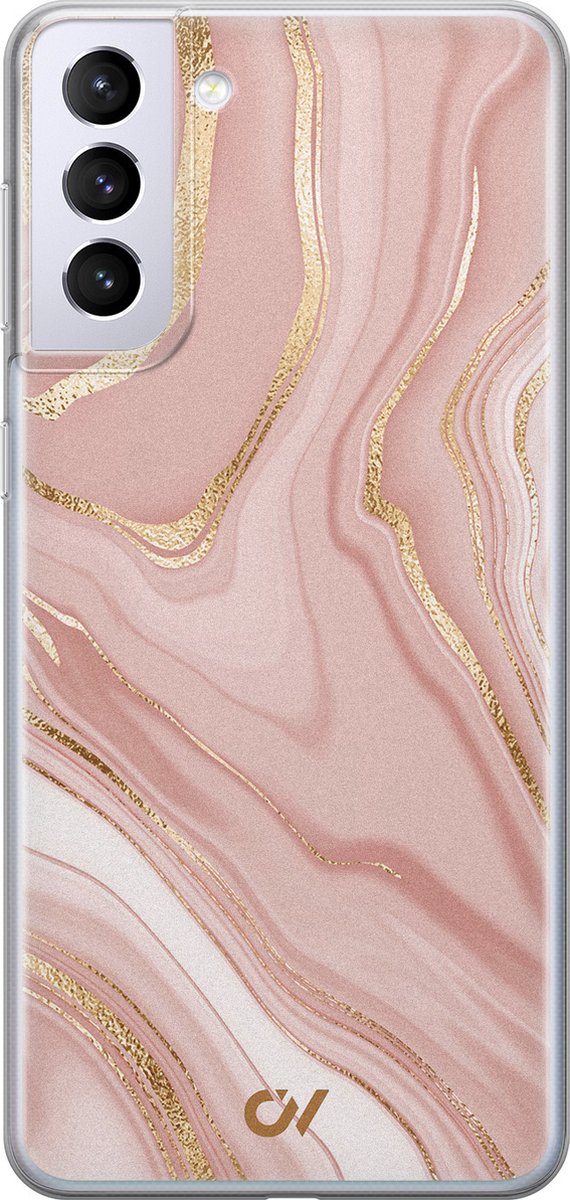 Hoesje geschikt voor Samsung Galaxy S21 Plus hoesje - Rose Marble - - Roze - - Casevibes