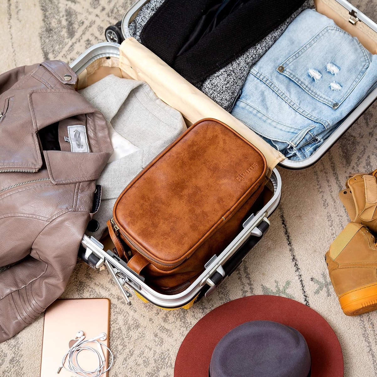 Grande trousse de toilette homme femme en toile imperméable - Hecten