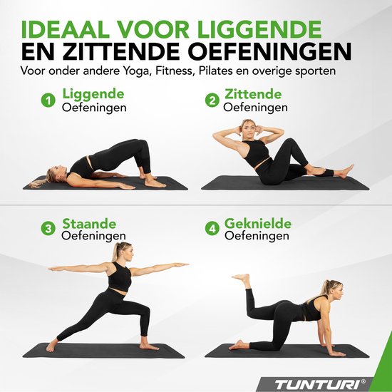 Tunturi Yoga Mat 8mm - Pilates mat - Extra dikke fitness mat - 183x61x0,8 cm - Incl Draagtas - Ecologisch materiaal - Eenvoudig te reinigen - Zwart van Tunturi — afbeelding 3