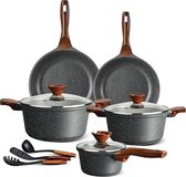 Ensemble de casseroles et poêles antiadhésives 11 pièces, induction pour toutes les sources de chaleur, y compris l'induction, avec poignée en bakélite, ensemble de casseroles 11 pièces avec revêtement antiadhésif