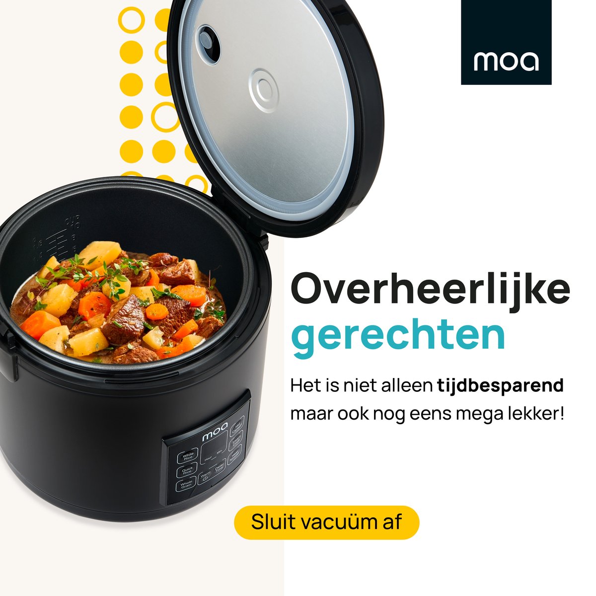 MOA Multicooker - 5L - Slowcooker - Rijstkoker met Stomer - BPA-vrij - Stoomkoker - Warmhoudfunctie - 700W -Zwart thumbnail 4