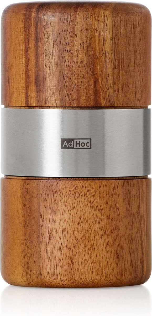 AdHoc Muskato Nootmuskaatmolen – Acaciahout & RVS – PreciseCutDuo® – Geschikt voor Nootmuskaat & Tonkabonen – 11,3 cm
