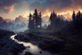 Fotobehang Breathtaking Nature Mountain Landscape, 3D - Vliesbehang - 360 x 240 cm