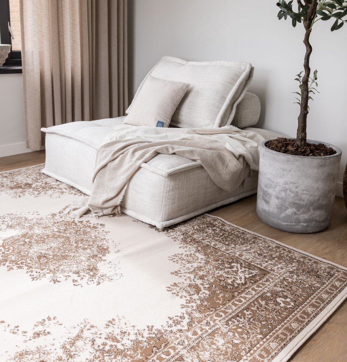 Vintage Vloerkleed Keshan Bruin/Beige - 190 x 280 cm (L)