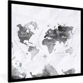 Fotolijst incl. Poster - Wereldkaarten - Olieverf - Abstract - 40x40 cm - Posterlijst
