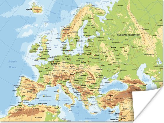 Affiche Carte - Europe - Pays - 80x60 cm