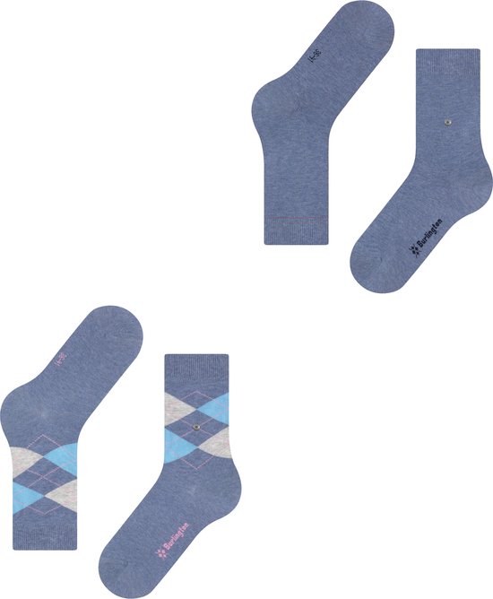 Burlington Everyday 2-Pack gedessineerd katoen multipack sokken dames blauw - maat 36-41