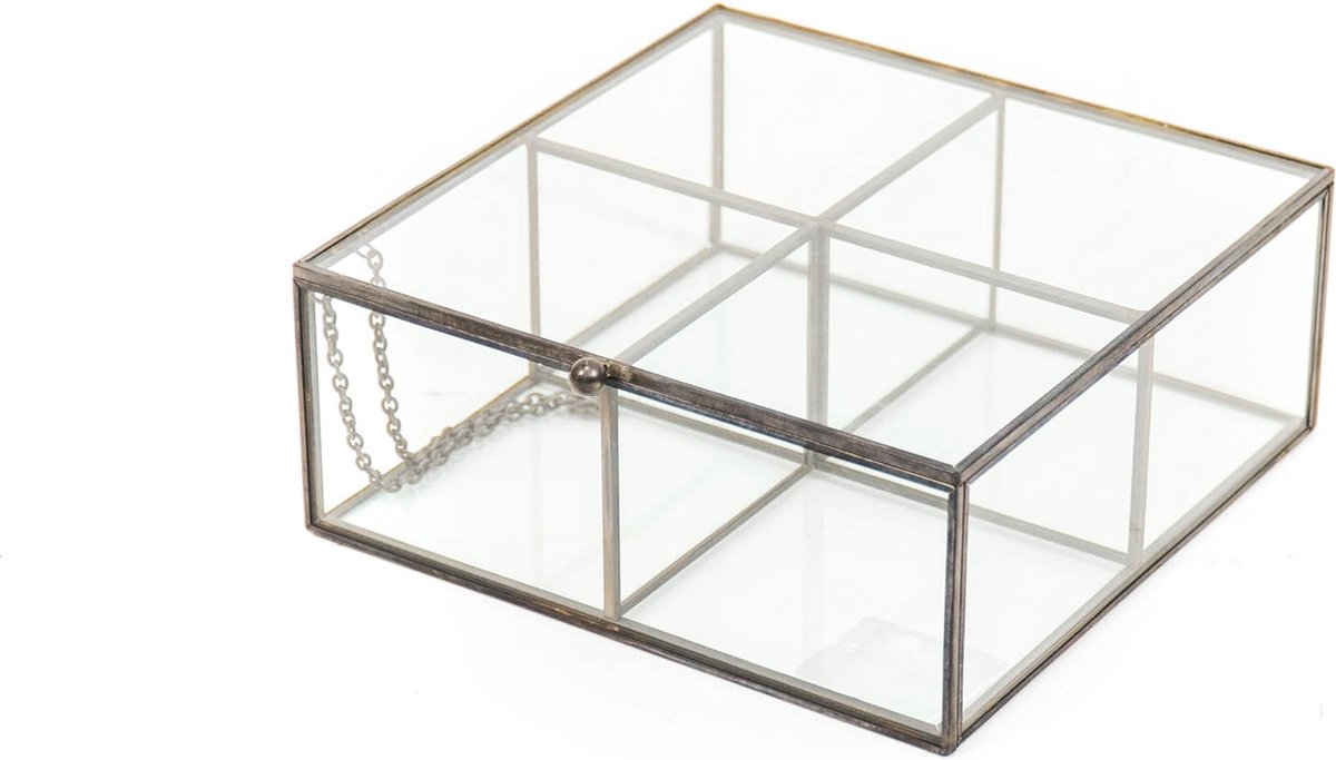 Housevitamin Glazen box Zwart - 16x16x6,5cm
