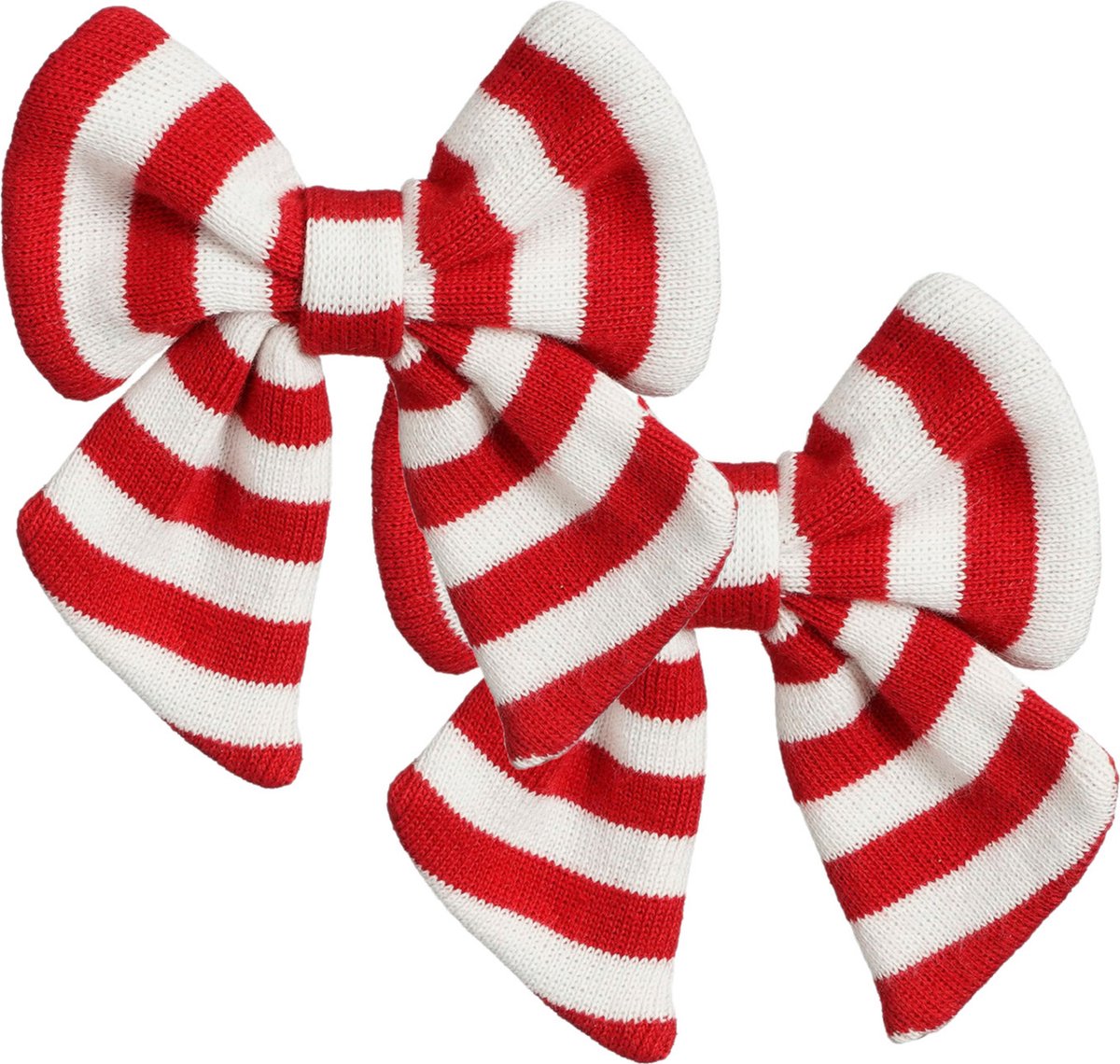 Kerst ornament strikken in rood en wit, 2 stuks, 14 cm hoog.