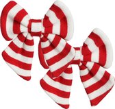 Noeuds de décoration de Noël House of Seasons - 2x - rouge/blanc raide 14 cm - polyester
