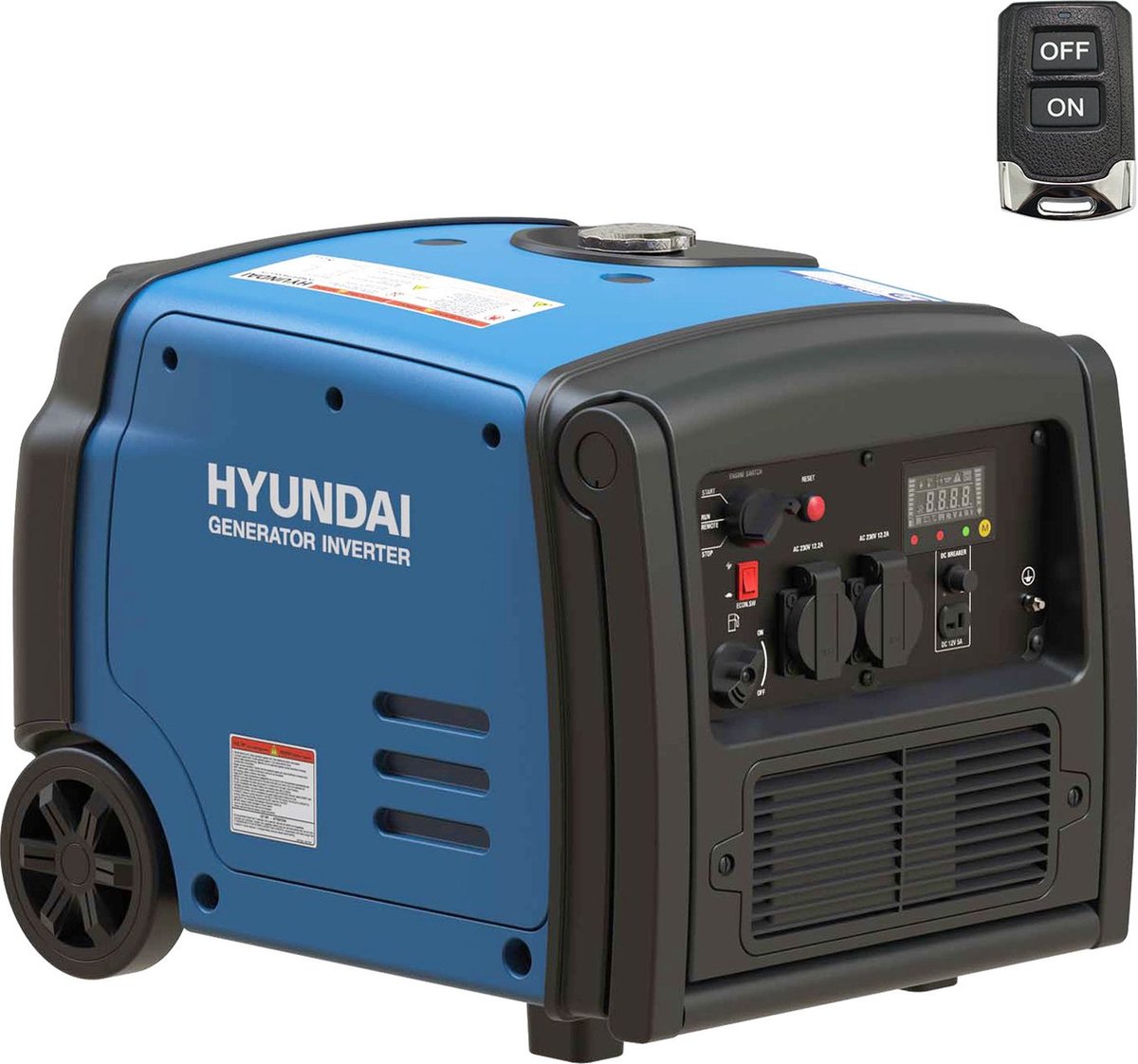 HYUNDAI inverter generator 3200W - Benzinemotor - Schoon, fluisterstil en betrouwbaar - Geschikt voor gevoelige elektronische apparatuur - makkelijk verrijdbaar - Hyundai