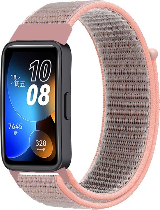 T-BLUER Compatibel voor Huawei Band 8 Strap, Roestvrij Staal Metalen Vervanging Armband Armband Accessoires Metalen Frame voor Huawei Band 7/8 Roségoud