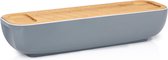 Boîte à Pain alpina - avec Couvercle en Bamboe / Planche à Découper - Poignées - 40 x 12,2 x 8,5 CM - Grijs
