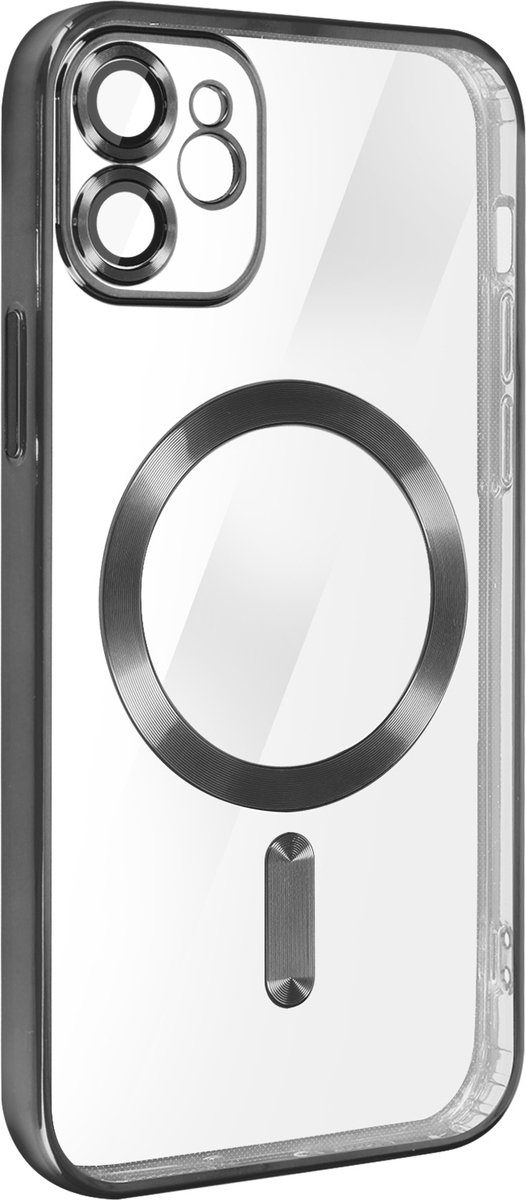MagSafe Case Geschikt voor Apple iPhone 11 Siliconen Bescherming Camera Chroom Zwart