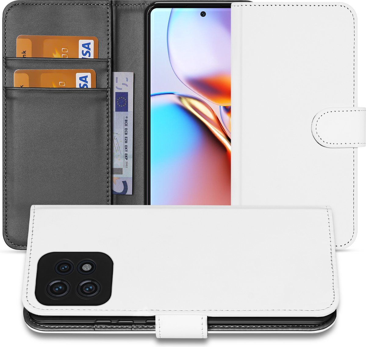 Book Case Telefoonhoesje voor de Motorola Edge 40 Pro Wit met Pasjeshouder