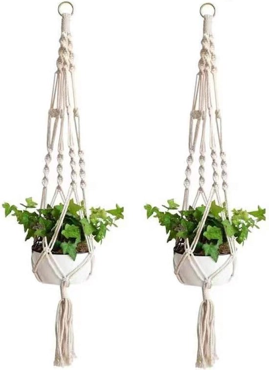 Macramé Bloemenhanger 90 cm - Hangplant Houders voor Binnen en Buiten