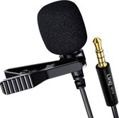 LinQ 3,5mm Jack Tie Microfoon met ruisonderdrukking Roterende Clip 1,5m Zwart