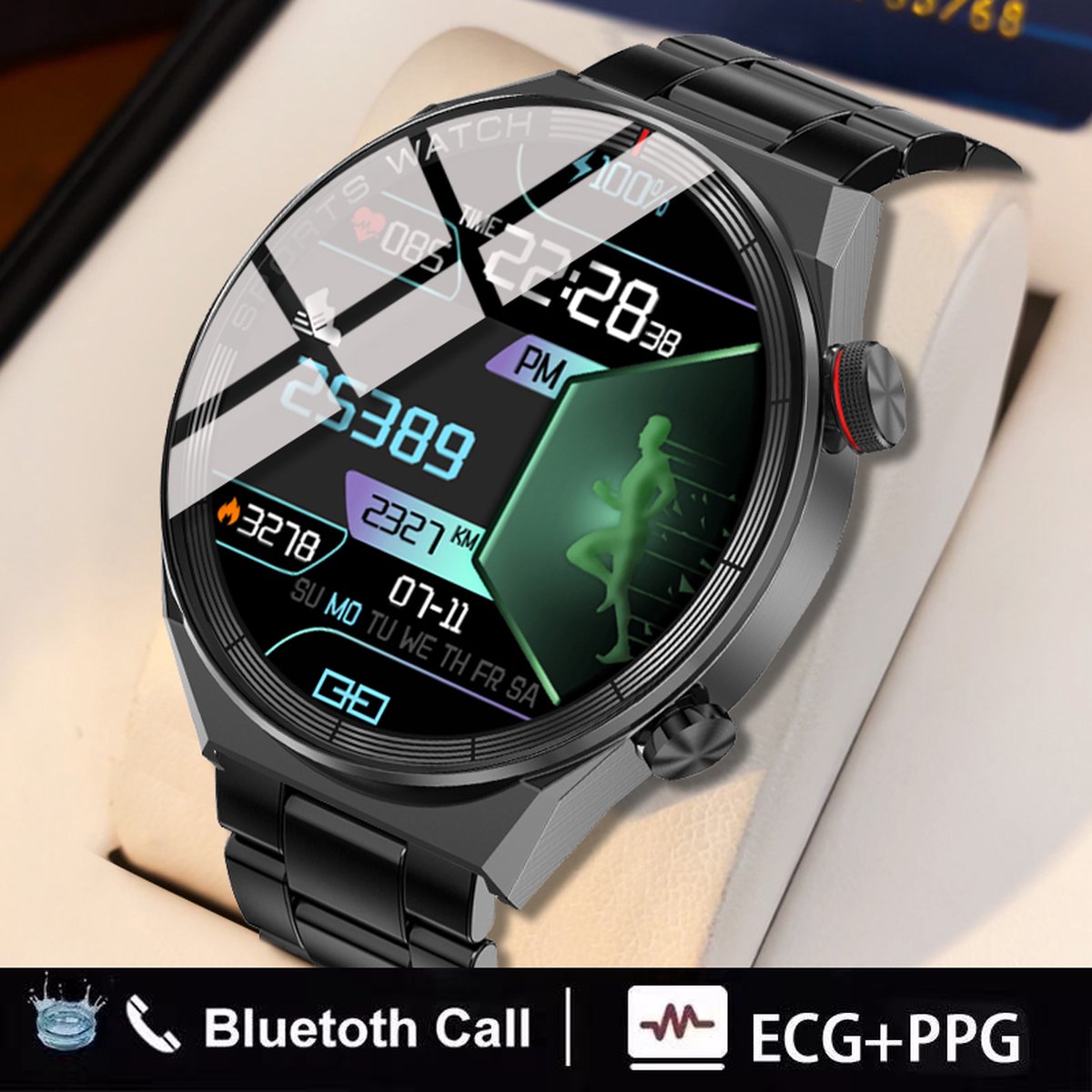 Chrono - Montre Connectée Femme Intelligente Smartwatch 1,19 HD AMOLED  Écran Tactile Complet 29 Sport modes GPS Etanche pour Android iOS Or - Montre  connectée - Rue du Commerce