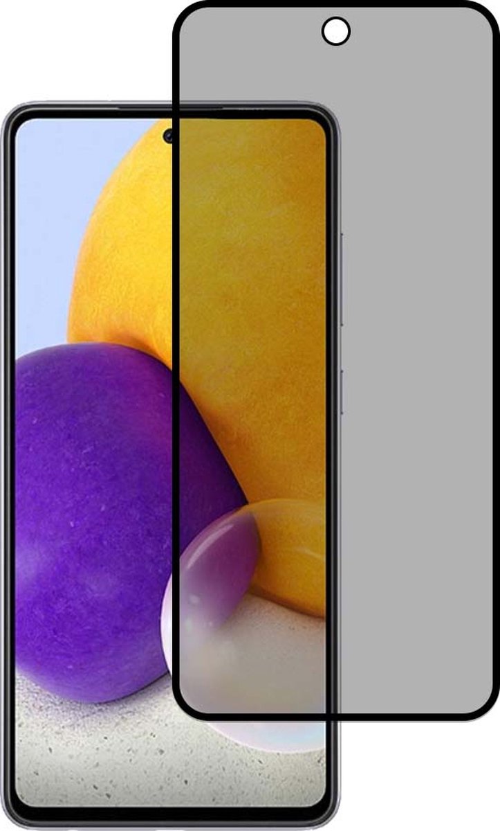 Smartphonica Privacy full cover voor Samsung Galaxy A72 tempered glass screenprotector van gehard glas met afgeronde hoeken geschikt voor Samsung Galaxy A72