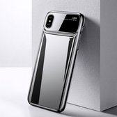 Apple iPhone XS Max TOTU Magic Mirror/ gehard TPU beschermhoes kleur transparent met zwarte randen + gratis screenprotector