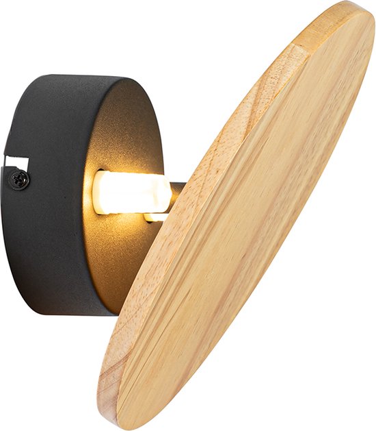 QAZQA pulley - Landelijke Wandlamp voor binnen - 2 lichts - D 9.5 cm - Naturel - Woonkamer | Slaapkamer | Keuken