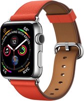 By Qubix - Geschikt voor Apple Watch 42mm / 44mm - Classic lederen bandje - Oranje-bruin - Apple watch bandjes