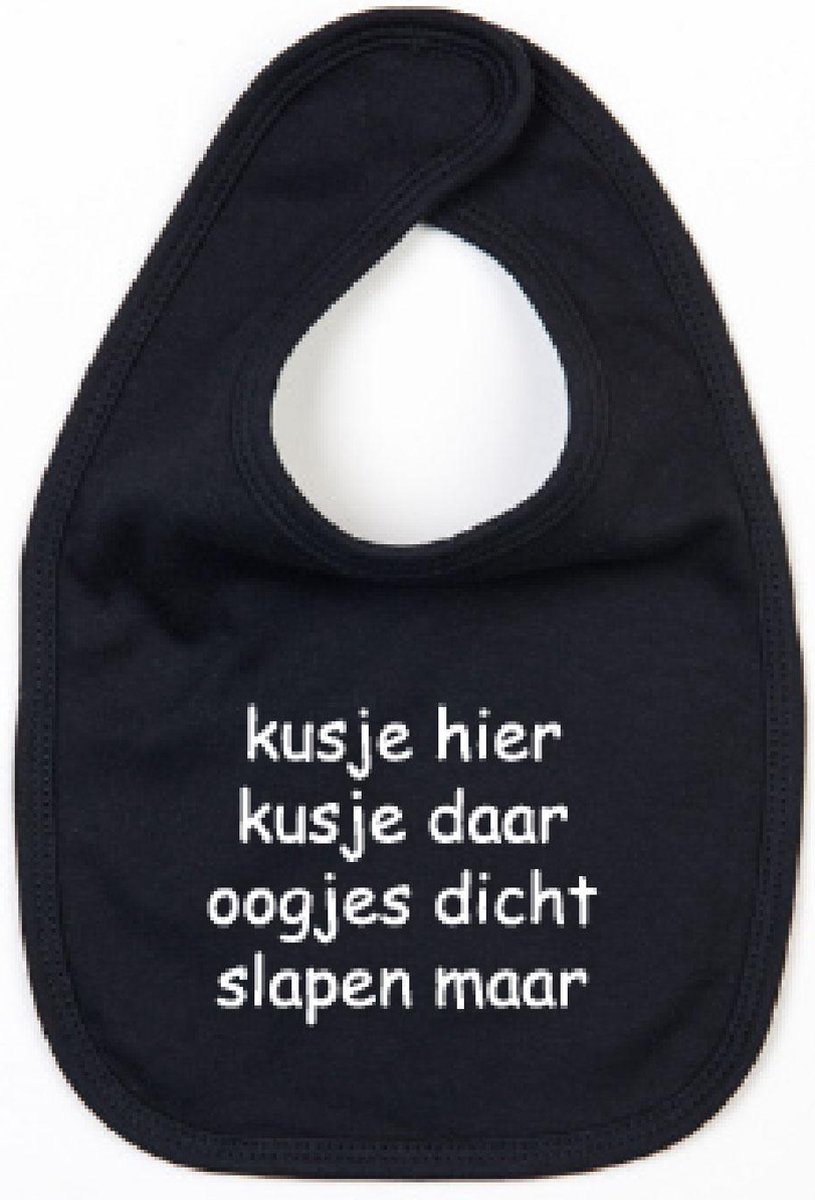 Goedkoopste Slabbetje Kusje Hier Kusje Daar-Zwart-One Size