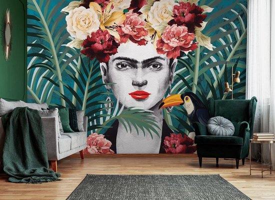 Papier peint photo - Papier peint Vinyl - Frida Kahlo Art Fleurs exotique - 416 x 290 cm