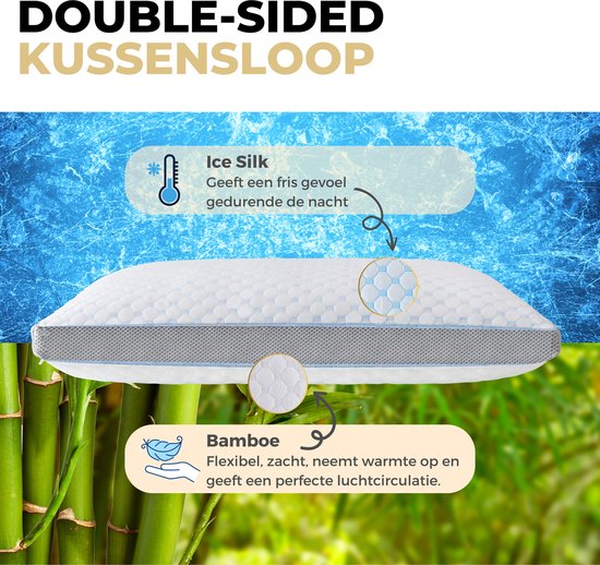 Ozocozy Dream on - Hoofdkussen - 60 x 70 cm - Memory Foam - Traagschuim Hoofdkussen - Geschikt voor rug-, zij- en buikslapers - Verkoelende Technologie - Vulbaar